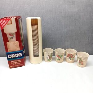 VTG‎ Dixie Kitchen Cup Dispenser + 36 Cups 5 oz 1984 Spice Collection Retro 80s